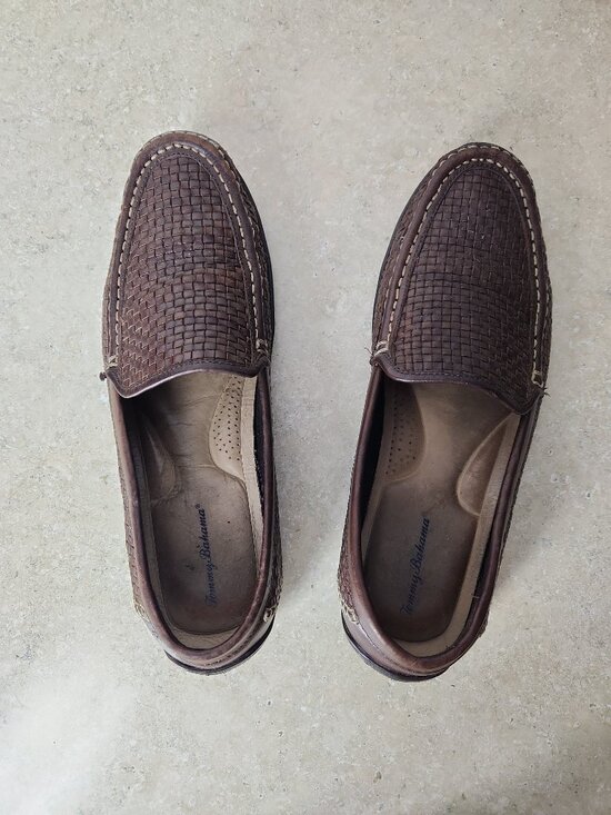 Tommy Bahama Orson Woven Leather shoes Loafers dark brown men\'s 12 D wide main image 11